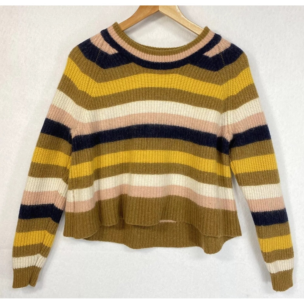 Madewell Sweater Merino Wool Blend Striped Women’s XS Cropped Warm Soft BOHO